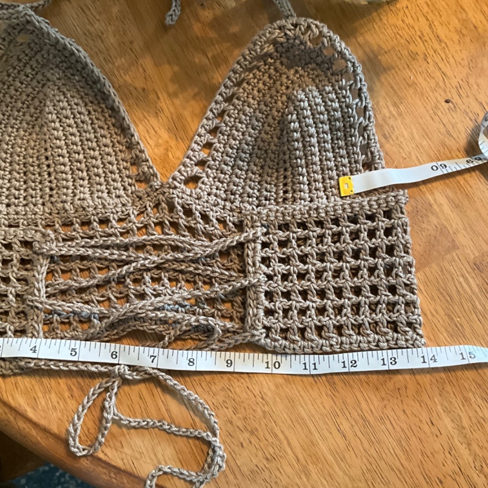 Handmade Crochet Halter Size Small Boho Bikini Bralette Off the Shoulder - Picture 7 of 7